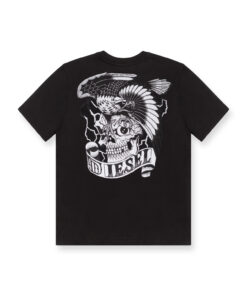 טישרט קצרה עם נשר וגולגולת - שחור