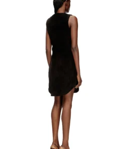 Alternative view of שמלת מיני קורדרוי עם רוכסן - שחור