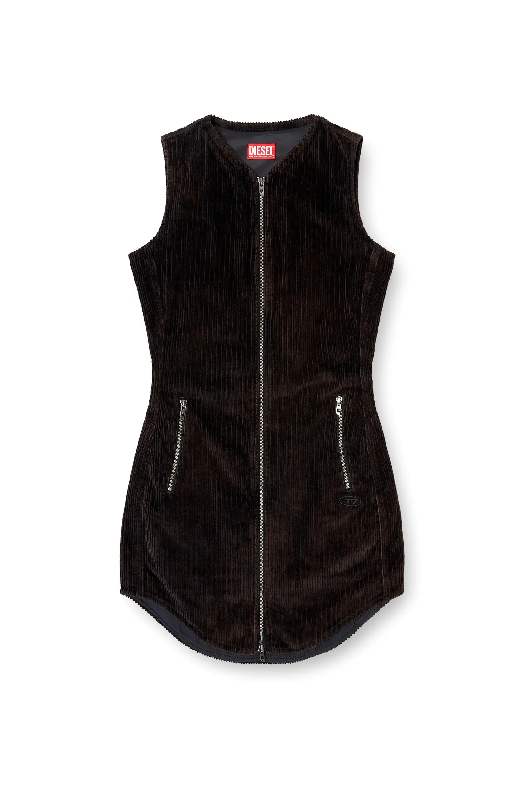 שמלת מיני קורדרוי עם רוכסן - שחור – תמונה 5