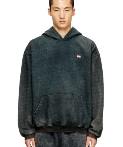 סווטשרט קפוצ׳ון בצביעה עם טקסטורה - כחול-אפור