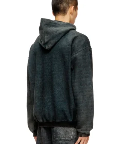 Alternative view of סווטשרט קפוצ׳ון בצביעה עם טקסטורה - כחול-אפור