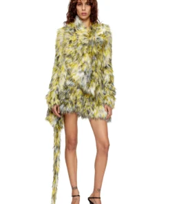 קרדיגן פתוח פרוותי - צהוב