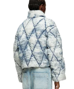 Alternative view of מעיל פאפר עם תפרי מעוינים - כחול בהיר