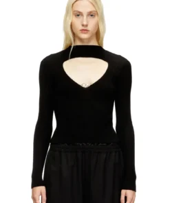 סריג צמר עם מחשוף קאט-אאוט - שחור