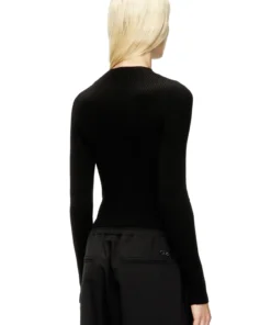 Alternative view of סריג צמר עם מחשוף קאט-אאוט - שחור