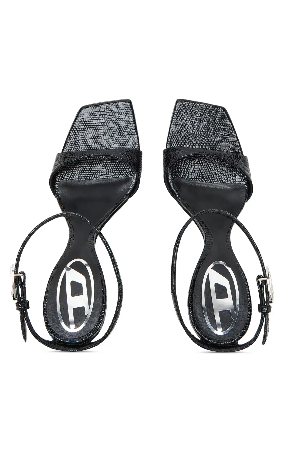 סנדלי עור עם עקב וודג׳ - שחור – תמונה 4