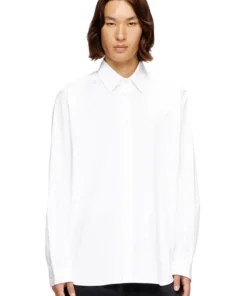 חולצת פופלין סטרץ׳ עם רקמה - שחור-לבן