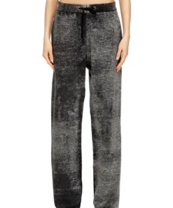 מכנסי סריג צמר בהדפס הפוך - אפור כהה