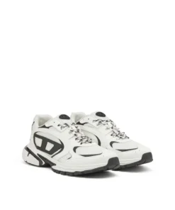 Alternative view of סניקרס בעיצוב ספורטיבי עם לוגו אובאלי - לבן/שחור