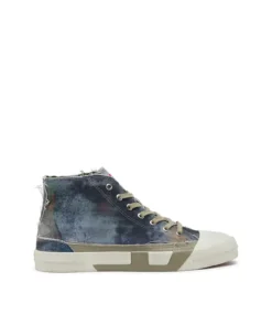 סניקרס דנים עם לוגו D - כחול/אפור