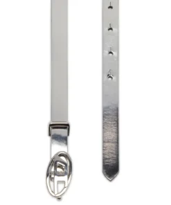 Alternative view of חגורת עור למינציה בגזרה צרה - כסף