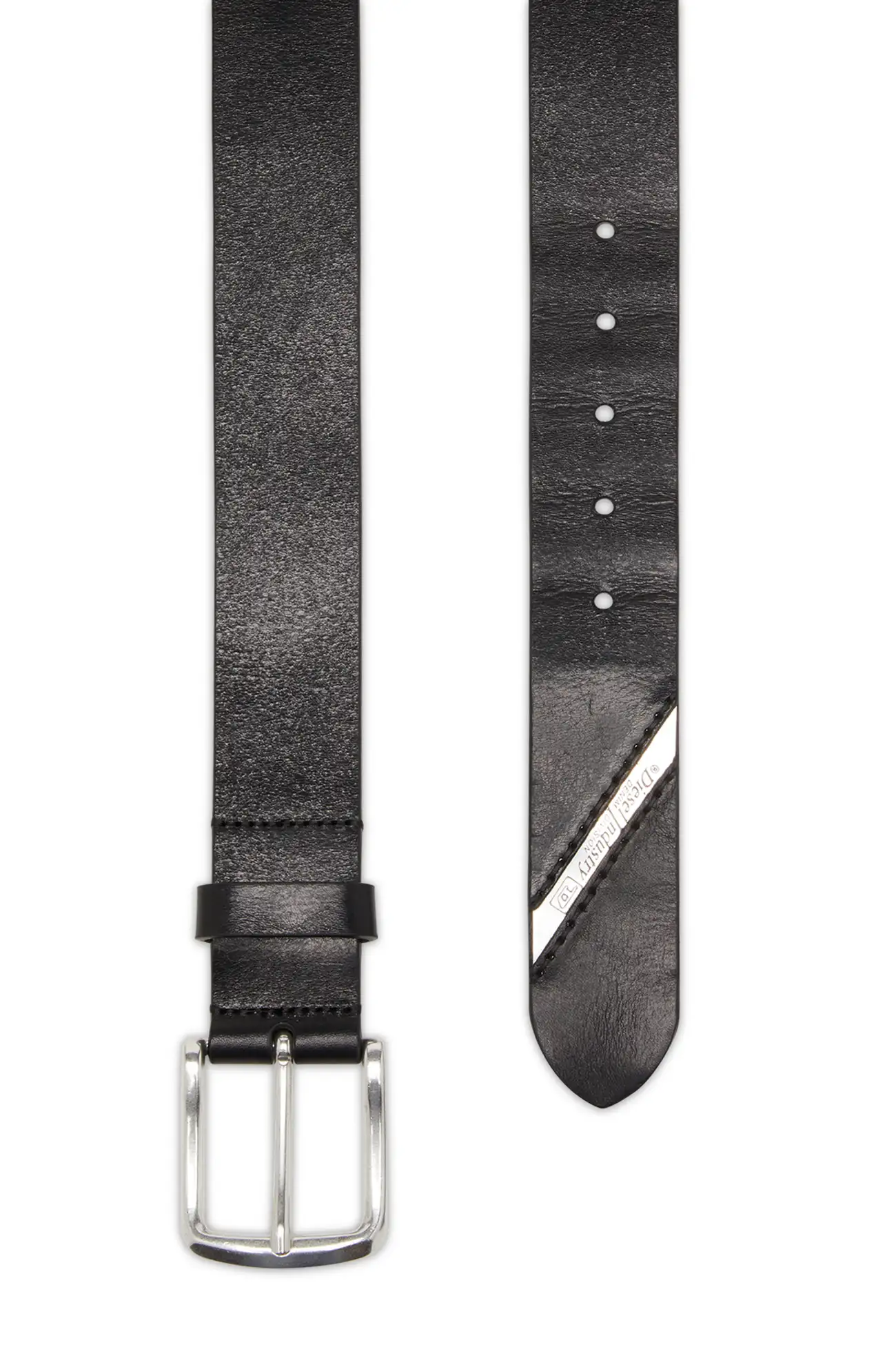 חגורת עור 3.9 ס״מ עם לוגו דיזל - שחור – תמונה 2