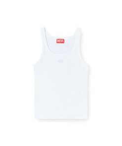 גופיה צמודה עם חיתוך לייזר D אובאלי - לבן