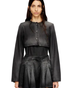 ג׳קט ג׳ינס קצר קל - שחור