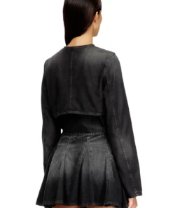 Alternative view of ג׳קט ג׳ינס קצר קל - שחור