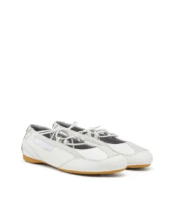 Alternative view of נעלי בלט עם שרוכים מעור ורשת - לבן