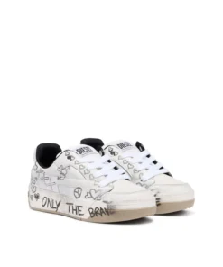 Alternative view of D-Ollie סניקרס סקייט מעור עם הדפס גרפיטי - לבן/בז׳