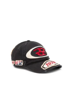 כובע בייסבול עם פאצ׳ים רקומים - שחור