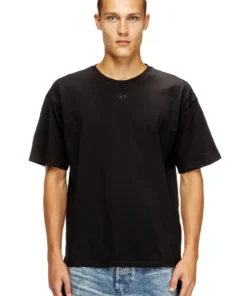 טישרט בגזרה משוחררת מכותנה אורגנית - שחור