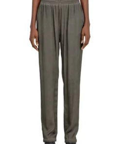 מכנסיים מסאטן בצביעת פיגמנט - אפור כהה