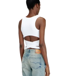 Alternative view of גופיית קרופ ריב עם שרוכי ליפוף - לבן