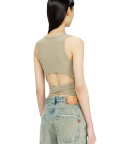 Alternative view of גופיית קרופ ריב עם שרוכי ליפוף - בז׳