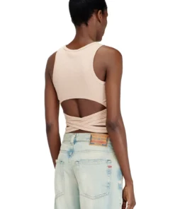 Alternative view of גופיית קרופ ריב עם שרוכי ליפוף - ורוד