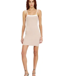 שמלת גופייה סרוגה במראה שכבות - ורוד