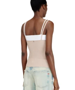 Alternative view of טופ כתפיות סרוג במראה שכבות - ורוד