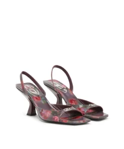 Alternative view of סנדל עקב סלינגבק עם לוגו D מתכתי בהדפס דיגיטלי - בורדו ססגוני