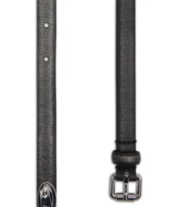 Alternative view of חגורה מעור עם אבזם צר - שחור/כסף