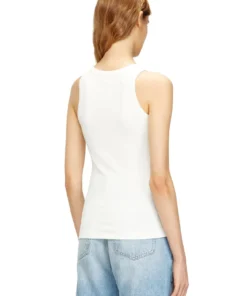 Alternative view of גופיית סריג ריב בגזרה צרה עם לוגו דיזל מתכתי - לבן