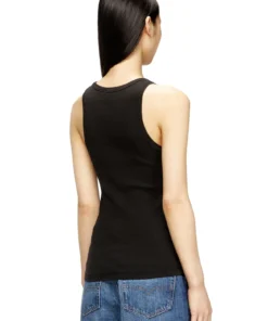 Alternative view of גופיית סריג ריב בגזרה צרה עם לוגו דיזל מתכתי - שחור