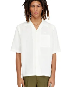 חולצה מתערובת פשתן שרוול קצר בגזרה רגילה - לבן