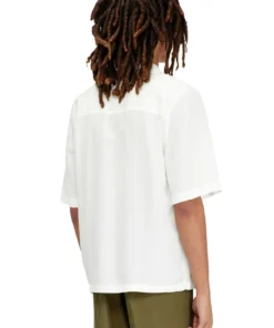 Alternative view of חולצה מתערובת פשתן שרוול קצר בגזרה רגילה - לבן