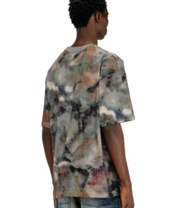 Alternative view of טישרט שרוול קצר מכותנה עבה עם הדפס קמו - ירוק/חום