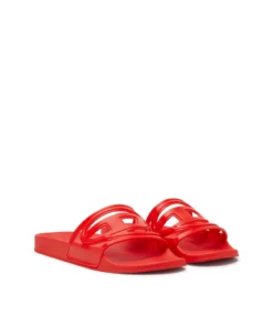 Alternative view of כפכפי סלייד עם לוגו אובאל D חתוך - אדום