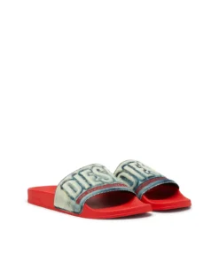 Alternative view of כפכפי סלייד עם רצועת דנים ולוגו דיזל - אדום