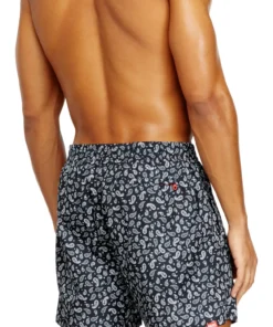 Alternative view of בגד ים שורטס עם הדפס פייזלי וחגורת מותן אלסטית ושרוך - כחול