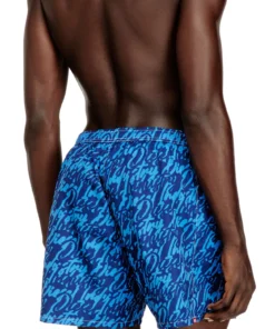 Alternative view of מכנסי שורטס שחייה עם הדפס לוגו כולל - כחול