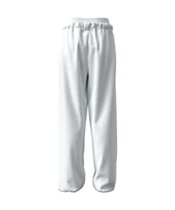 Alternative view of מכנסי טרנינג מפליז כותנה עם חגורת מותן עם לוגו - לבן