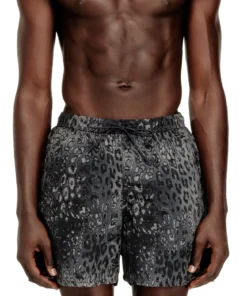 מכנסי שורטס שחייה עם הדפס מנומר - אפור