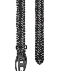 Alternative view of חגורת עור קלועה 4 ס"מ - שחור