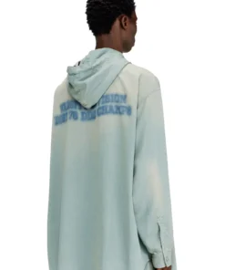 Alternative view of חולצת דנים עם אפקט דהייה - כחול בהיר