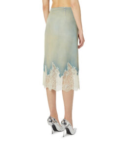 Alternative view of חצאית מידי מדנים עם תחרה בשוליים - כחול