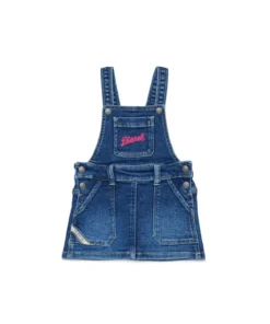 אוברול ג'וג ג'ינס לילדים עם כתפיות מתכווננות - כחול בינוני