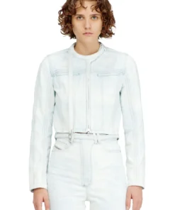 ג'קט קצר מדנים סאטן - כחול בהיר