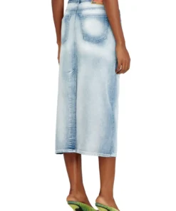 Alternative view of חצאית מדנים באפקט שלד - כחול בהיר