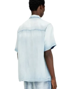 Alternative view of חולצת באולינג מדנים טנסל באפקט שלד - כחול בהיר