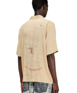 Alternative view of חולצת באולינג עם הדפס לוגו דהוי - בז'